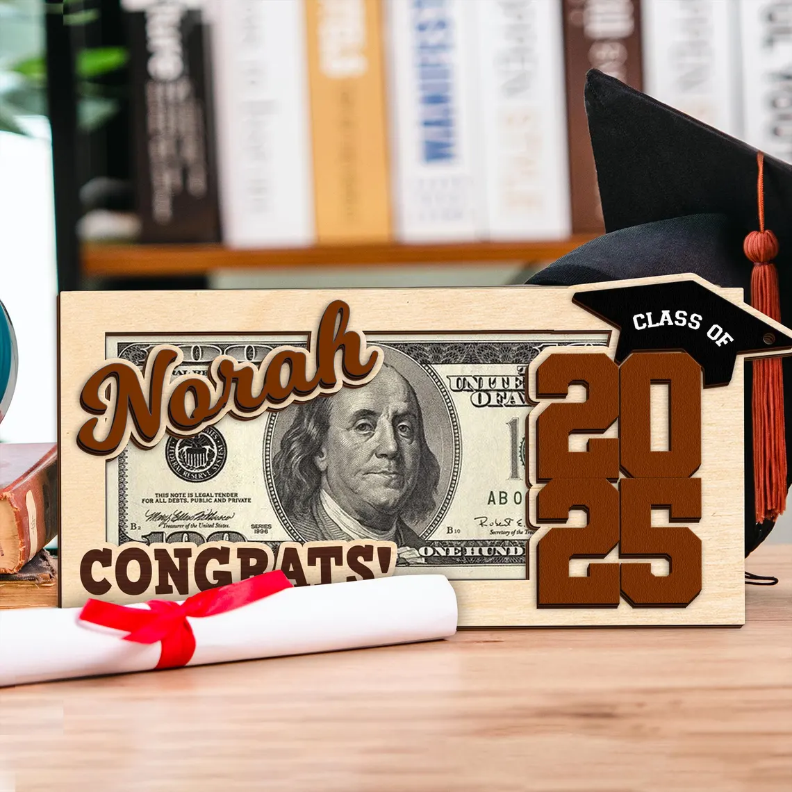Custom Wooden Money Holder – Personalized Graduation Gift - Image 6