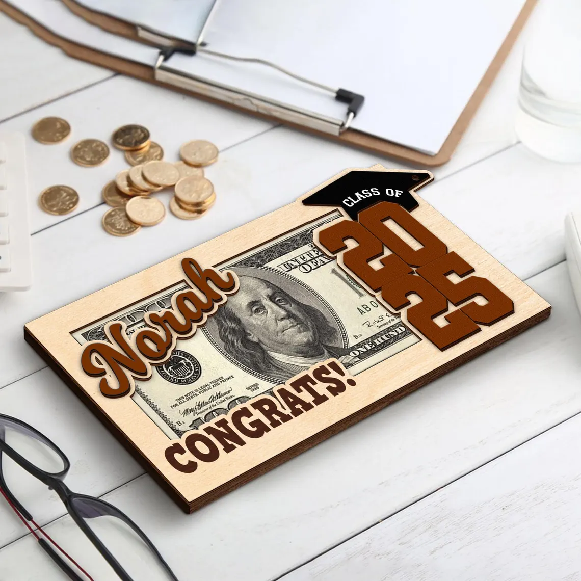 Custom Wooden Money Holder – Personalized Graduation Gift - Image 9