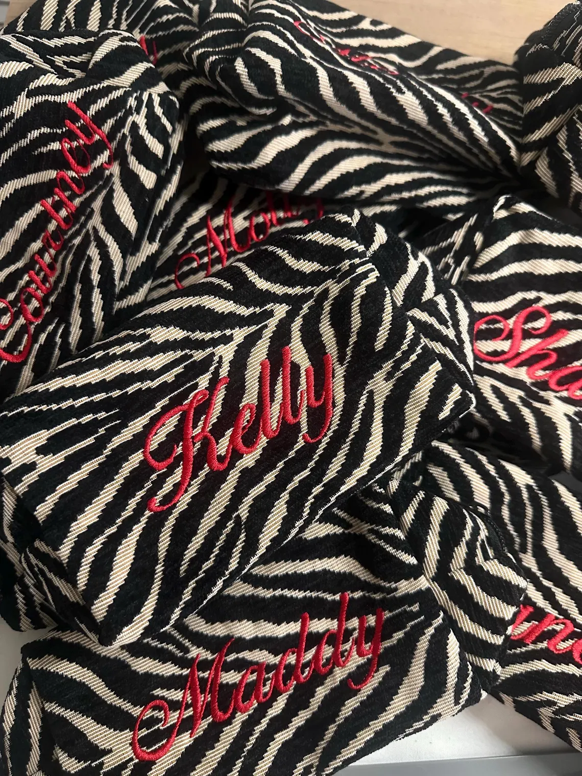 Custom Zebra Makeup Bag | Personalized Embroidered Pouch - Image 2