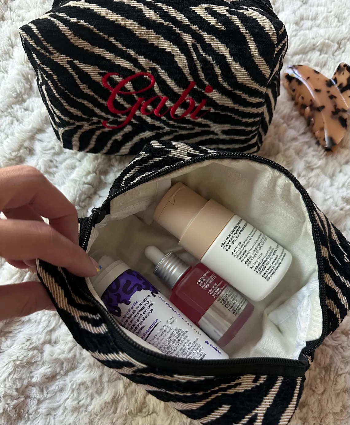 Custom Zebra Makeup Bag | Personalized Embroidered Pouch - Image 3