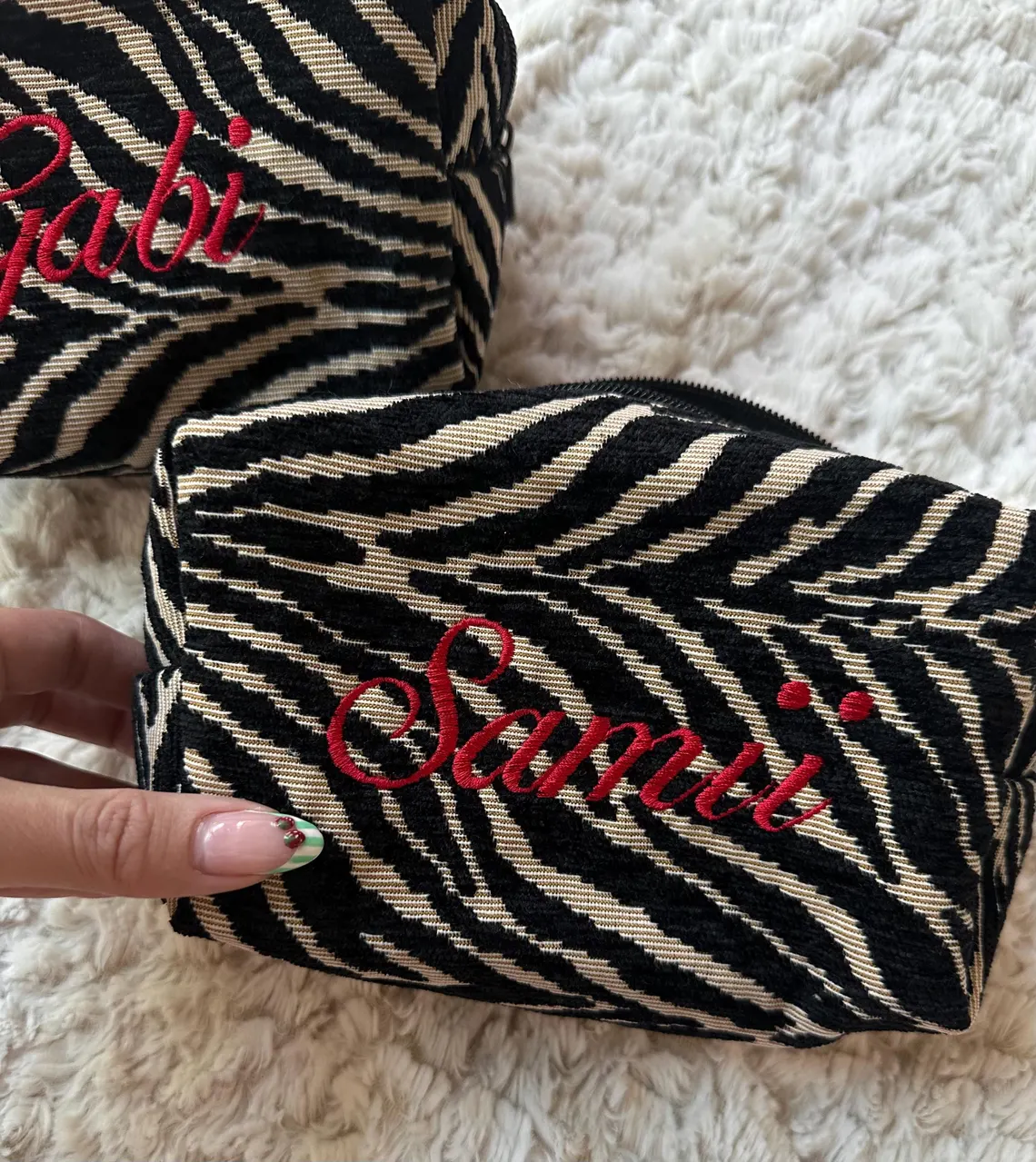 Custom Zebra Makeup Bag | Personalized Embroidered Pouch - Image 5