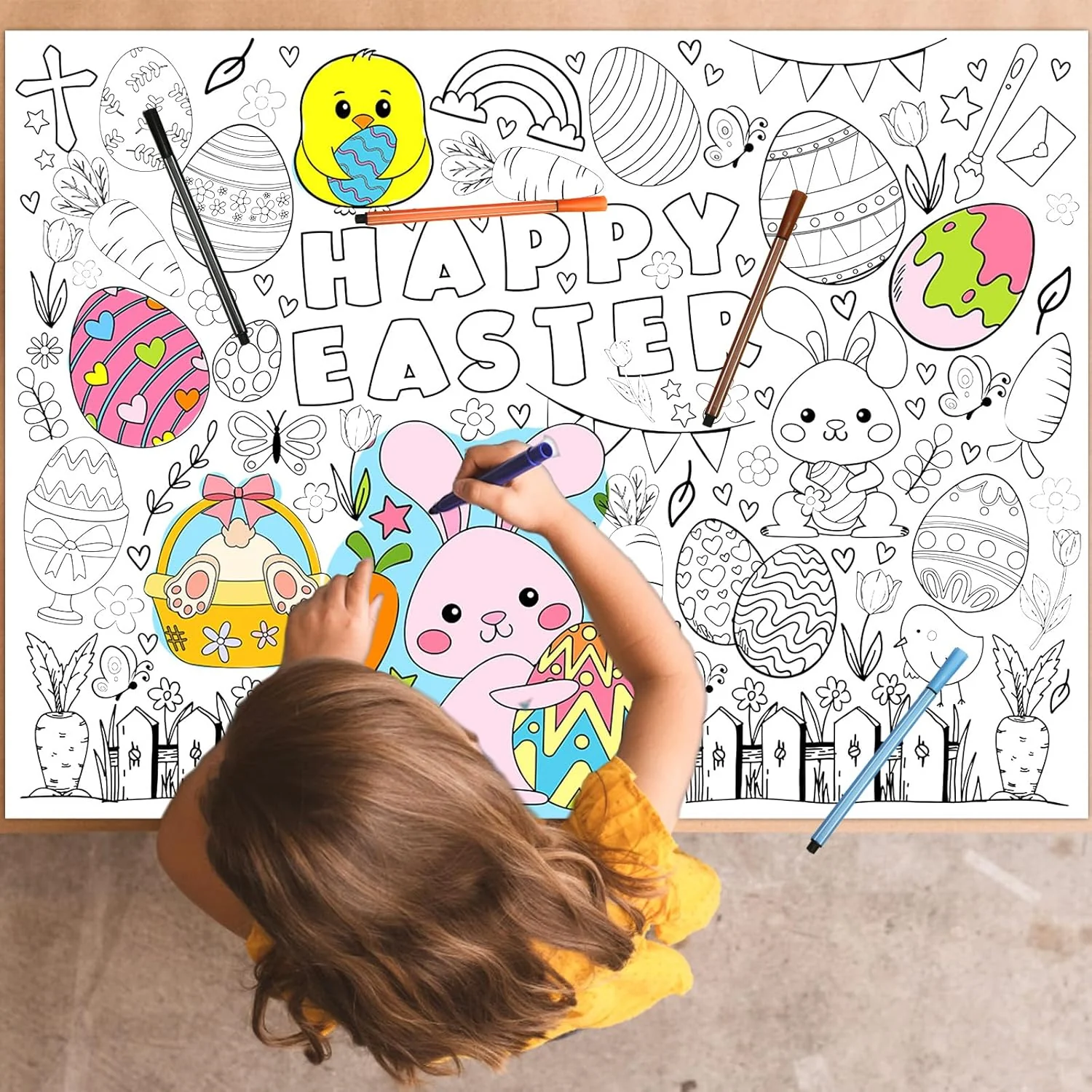 Easter Graffiti Poster Coloring Paper Tablecloth β Fun Activity for Kids! π£π¨ - Image 4