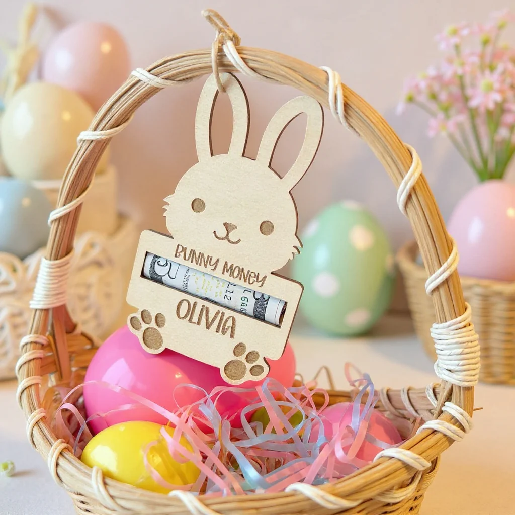 Personalized Easter Bunny Money Holder| Easter Basket Stuffer| Easter Basket Tag - Image 5