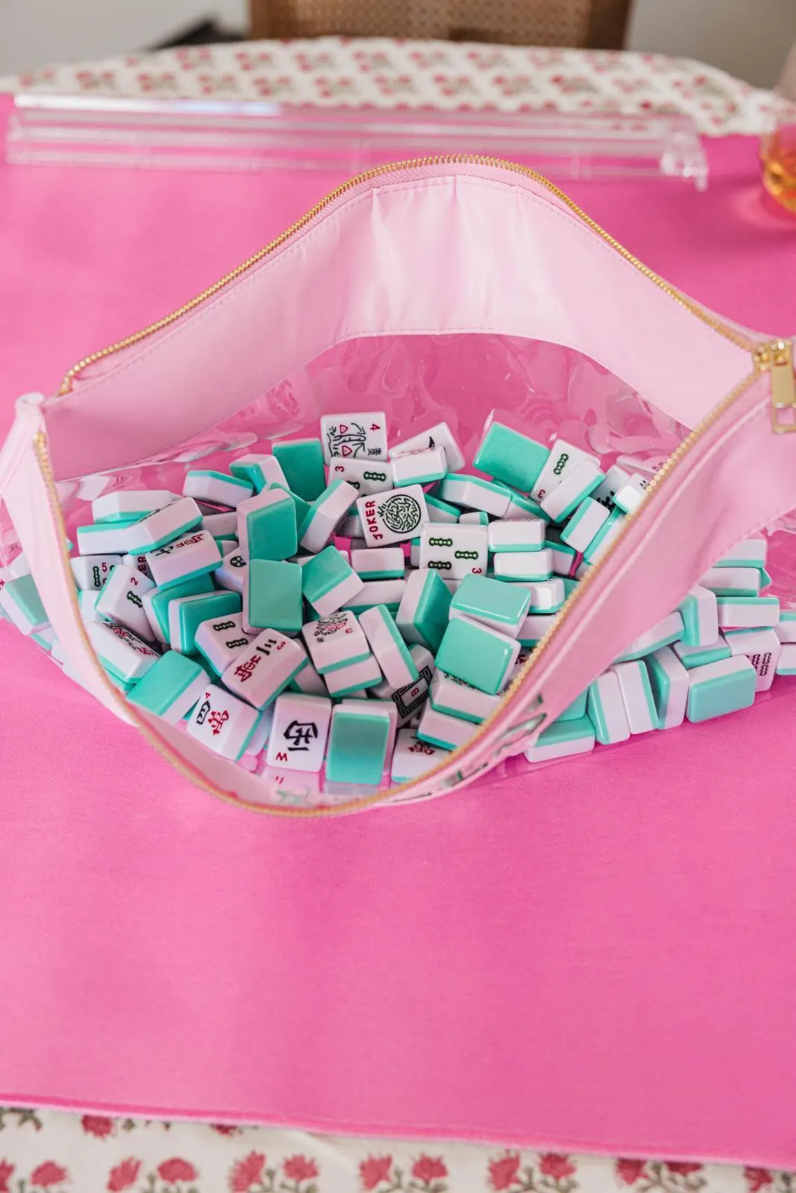 Embroidered Mahjong Nylon Clear Pouch – Personalized Mahjong Tile Bag - Image 3
