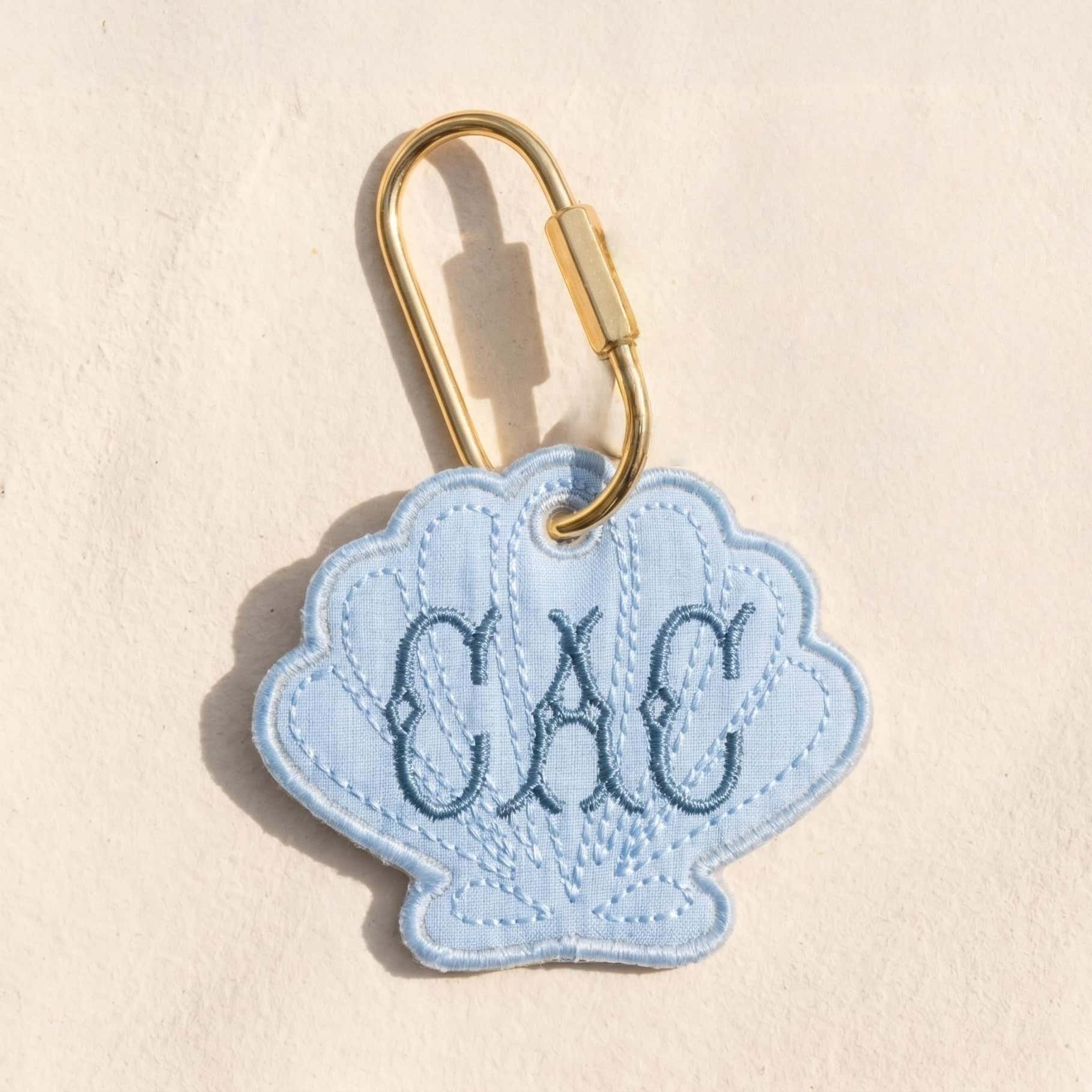 Embroidered Seashell Bag Tag | Personalized Beach Charm - Image 2