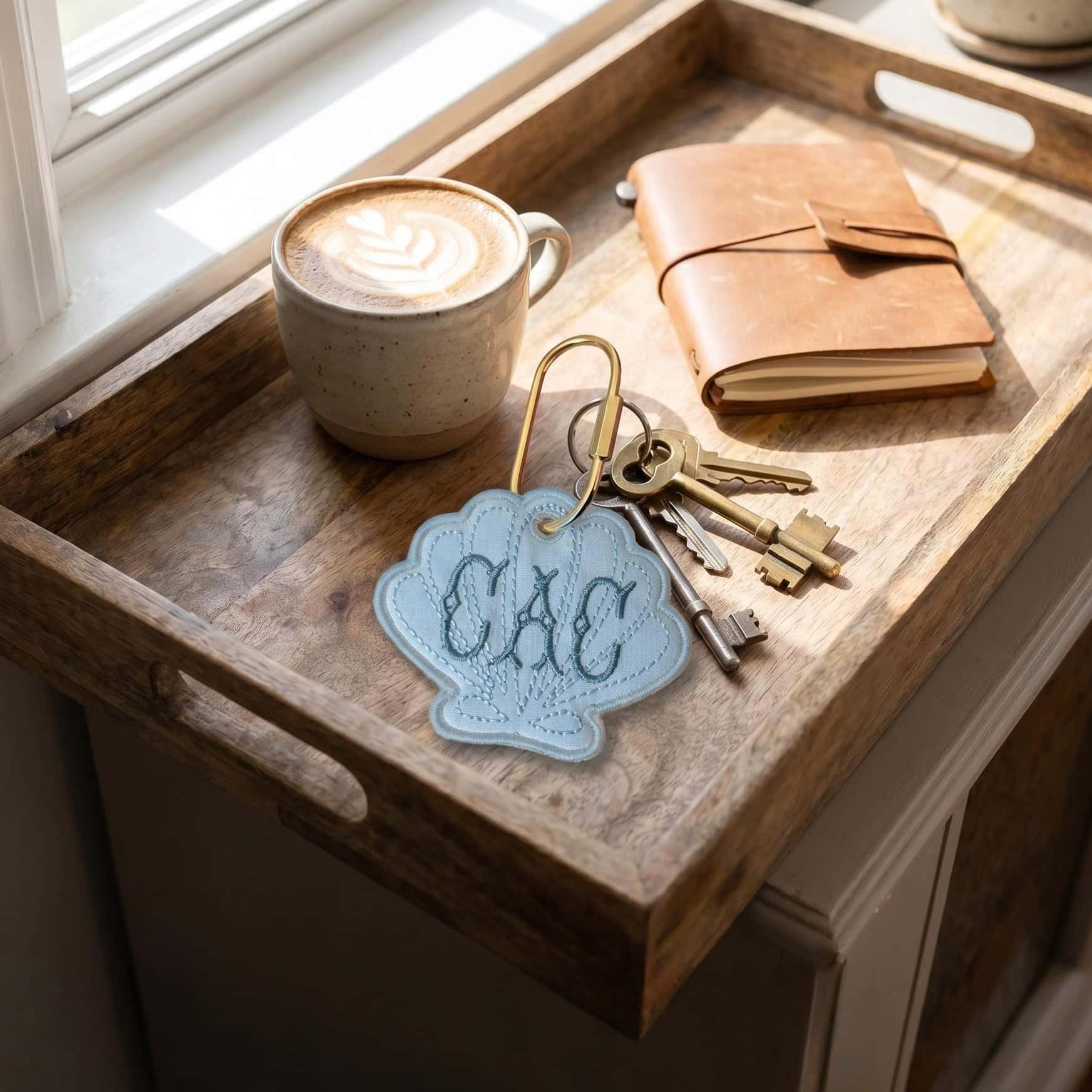 Embroidered Seashell Bag Tag | Personalized Beach Charm - Image 4