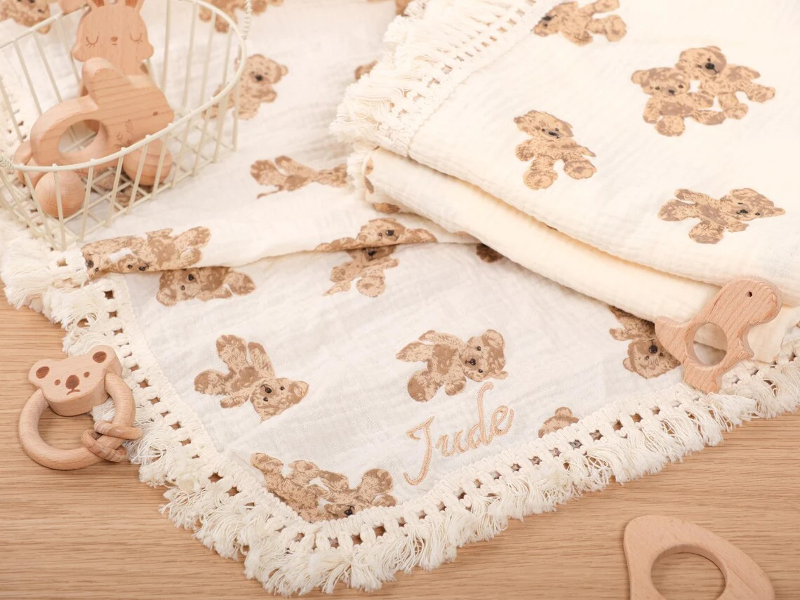 Embroidered Teddy Bear Blanket – Personalized Baby Shower Gift - Image 5
