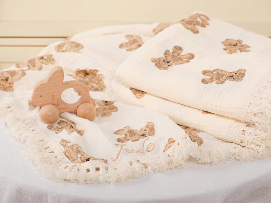 Embroidered Teddy Bear Blanket – Personalized Baby Shower Gift - Image 6