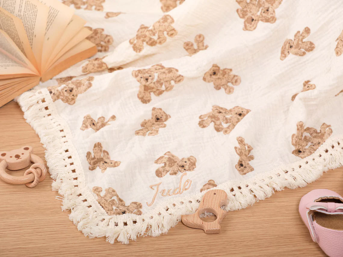 Embroidered Teddy Bear Blanket – Personalized Baby Shower Gift - Image 7
