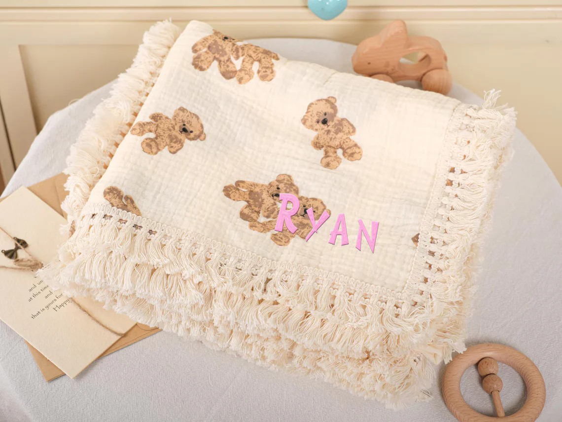 Embroidered Teddy Bear Blanket – Personalized Baby Shower Gift - Image 8