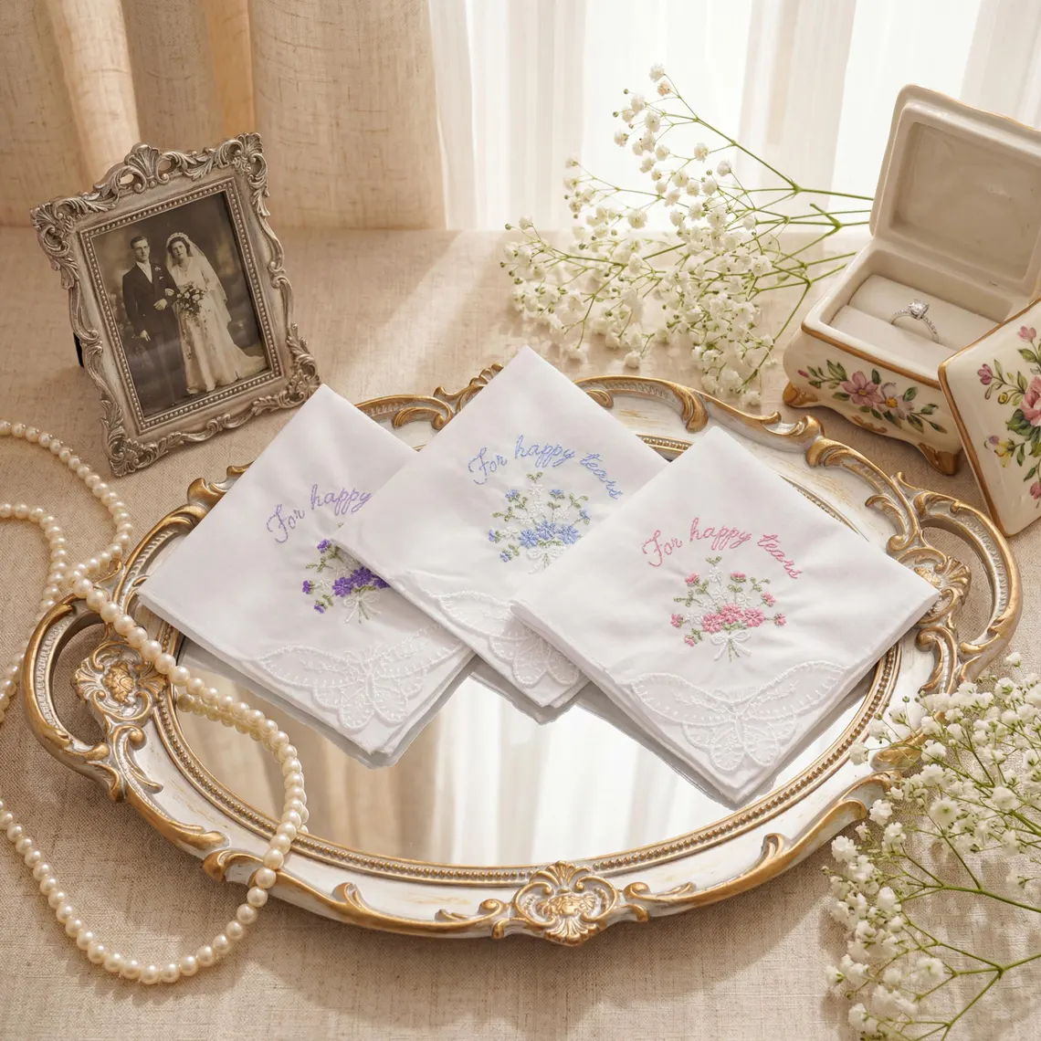 Personalized Wedding Handkerchief | Custom Bridal Keepsake Gift - Image 4