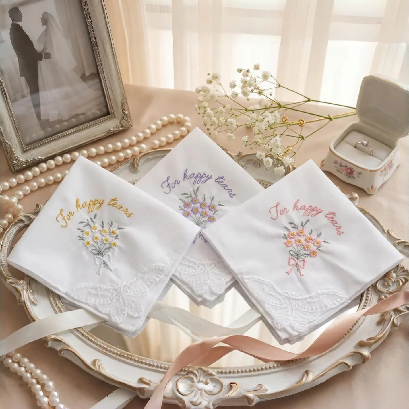 Personalized Wedding Handkerchief | Custom Bridal Keepsake Gift - Image 5