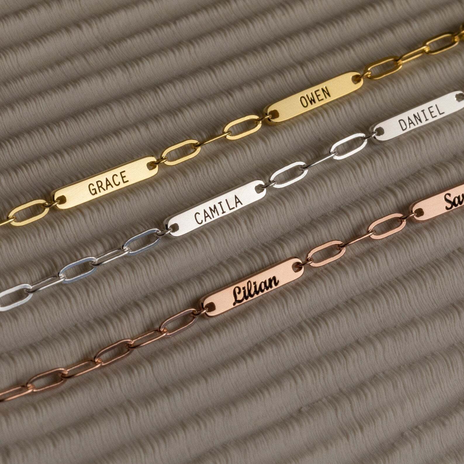 Engraved Bar Necklace with Paperclip Chain – Custom Name Necklace, Gift for Her - Image 8