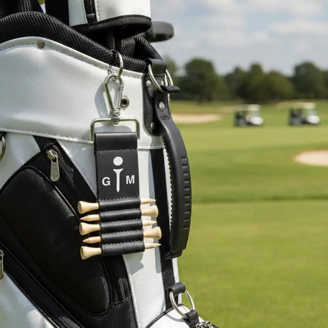 Personalized Leather Golf Bag Tag with Tees | Engraved Golf Gift for Men - Image 3