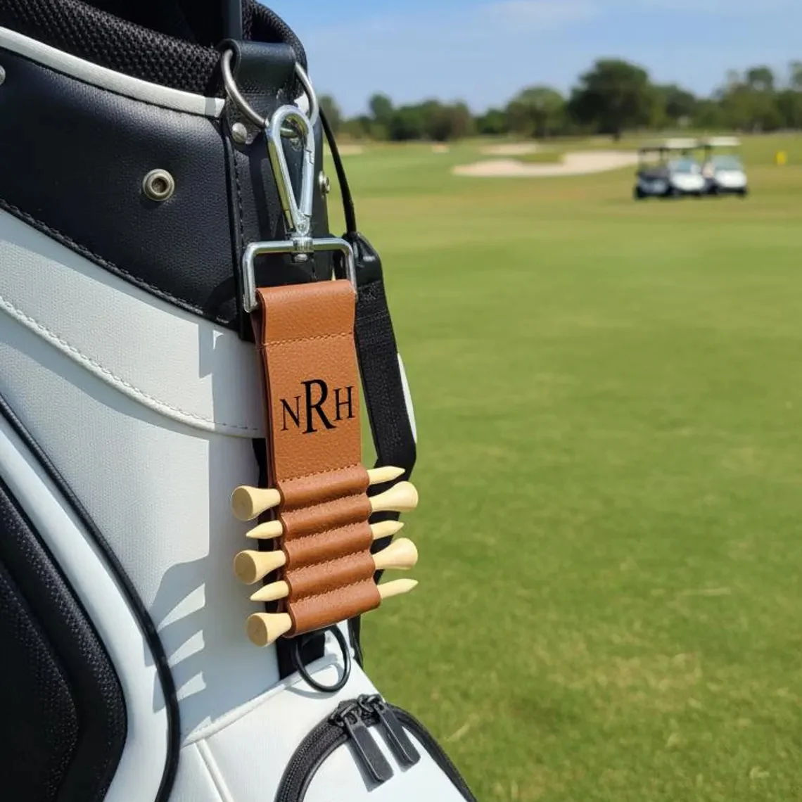 Personalized Leather Golf Bag Tag with Tees | Engraved Golf Gift for Men - Image 4