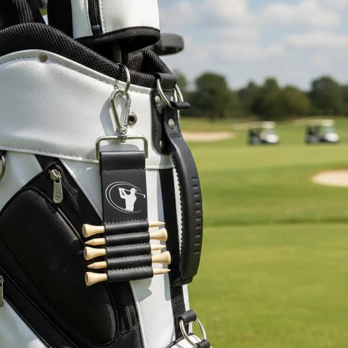 Personalized Leather Golf Bag Tag with Tees | Engraved Golf Gift for Men - Image 5