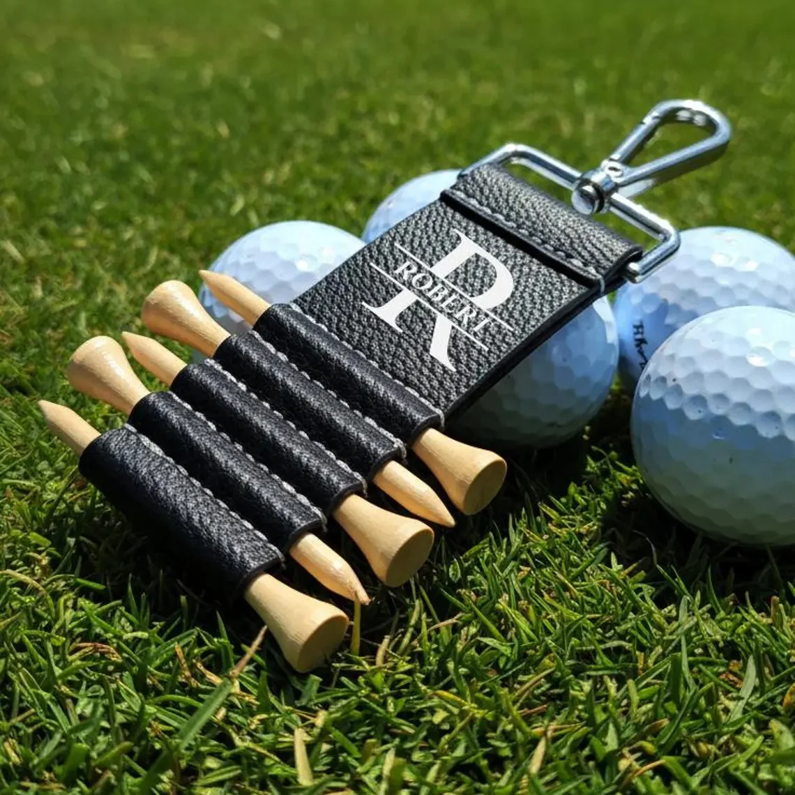 Personalized Leather Golf Bag Tag with Tees | Engraved Golf Gift for Men - Image 6