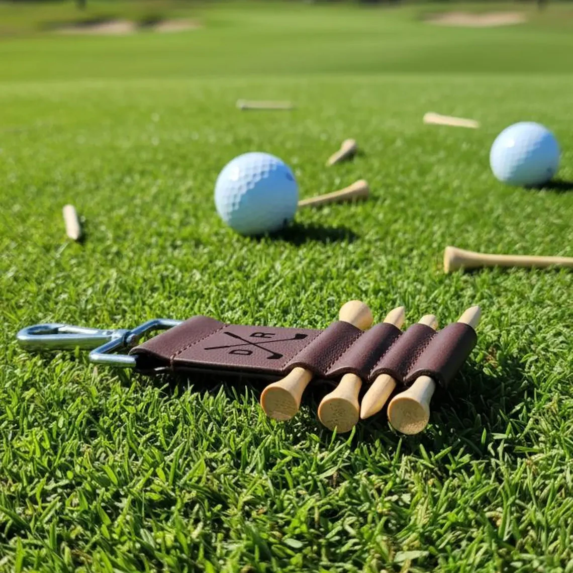 Personalized Leather Golf Bag Tag with Tees | Engraved Golf Gift for Men - Image 7