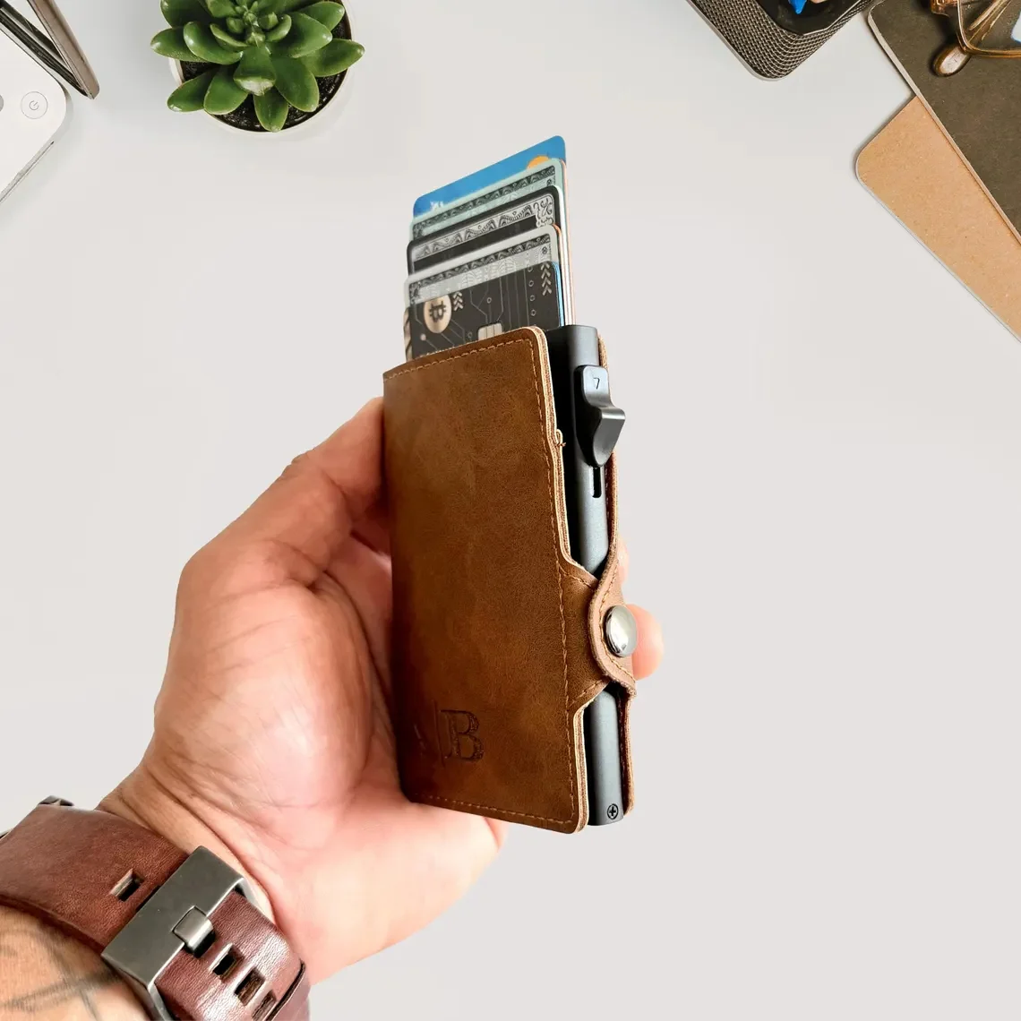 Engraved Leather Wallet for Men – Leather Pop Up Wallet RFID