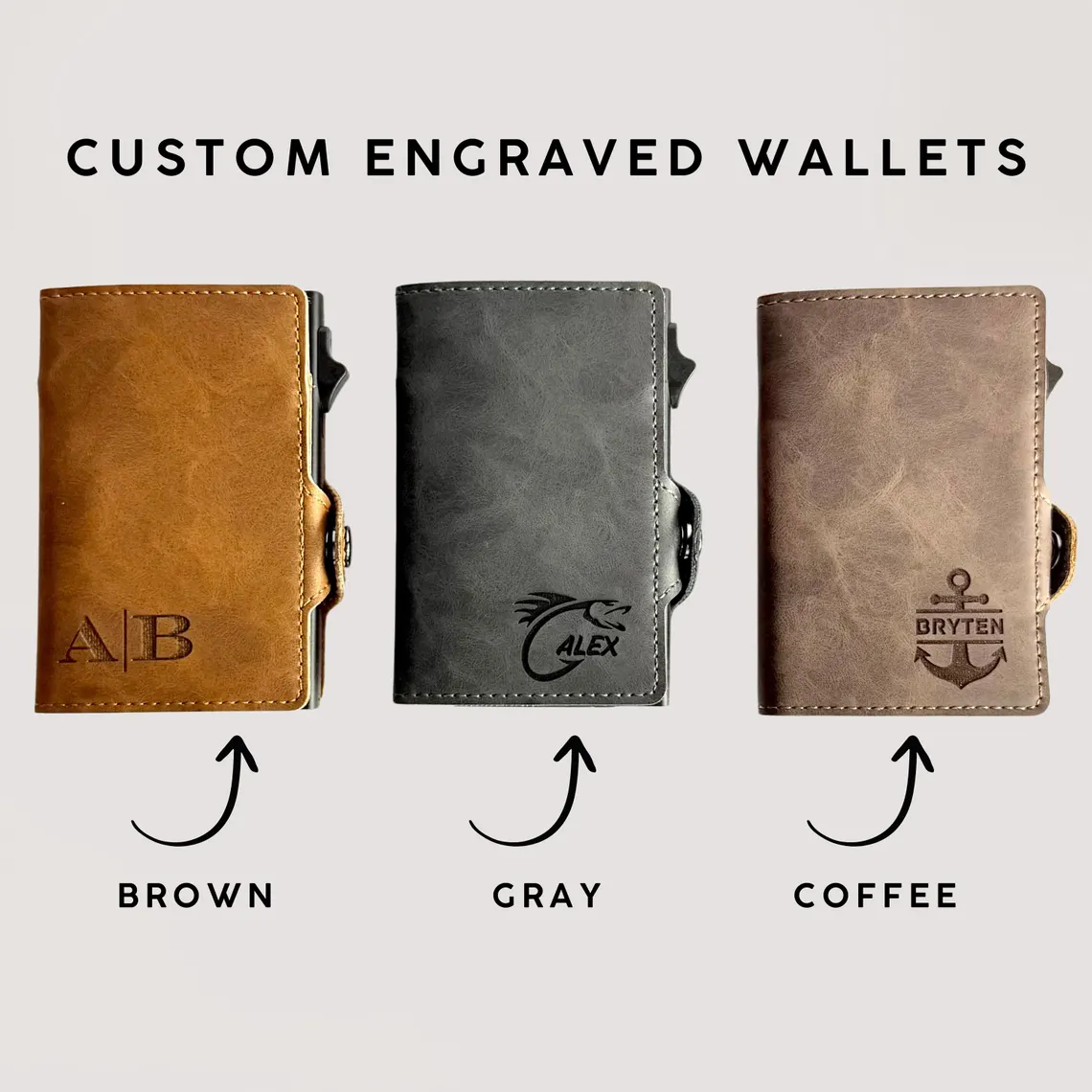 Engraved Leather Wallet for Men – Leather Pop Up Wallet RFID - Image 3