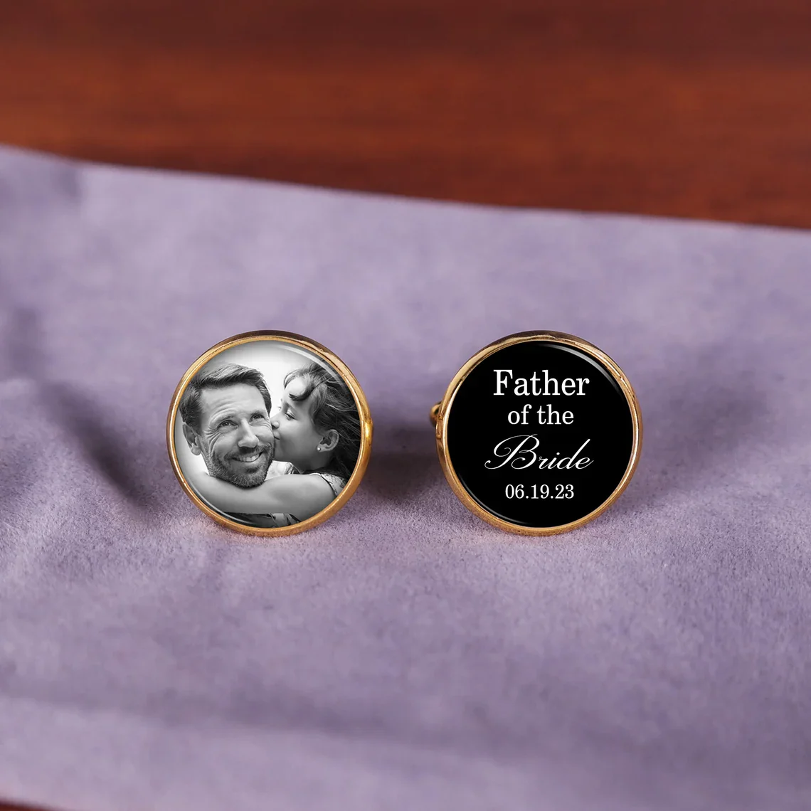 Personalized Father of the Bride Photo Cufflinks Wedding Gift