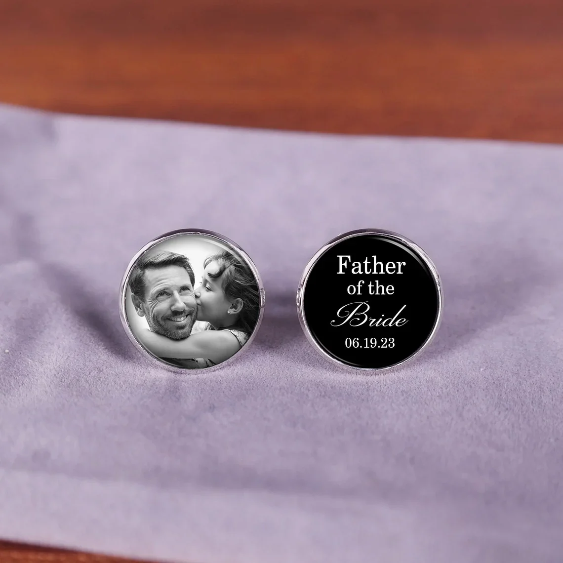 Personalized Father of the Bride Photo Cufflinks Wedding Gift - Image 3