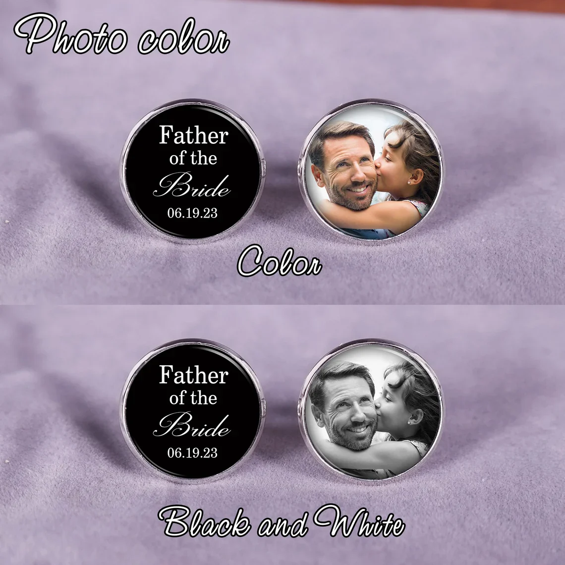 Personalized Father of the Bride Photo Cufflinks Wedding Gift - Image 4