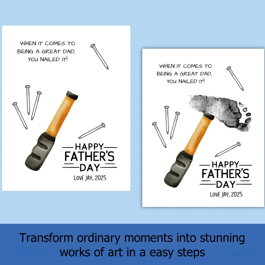 Nailed It! Father’s Day Handprint Art Gift Canvas Print (Unframed) - Image 2