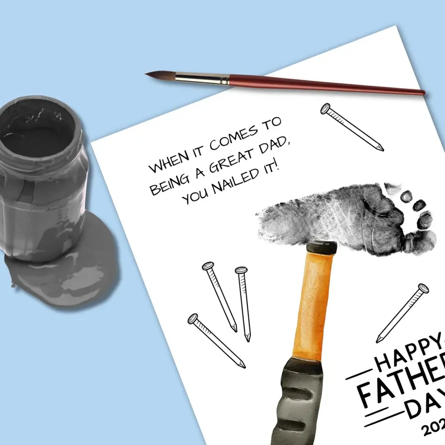 Nailed It! Father’s Day Handprint Art Gift Canvas Print (Unframed) - Image 3