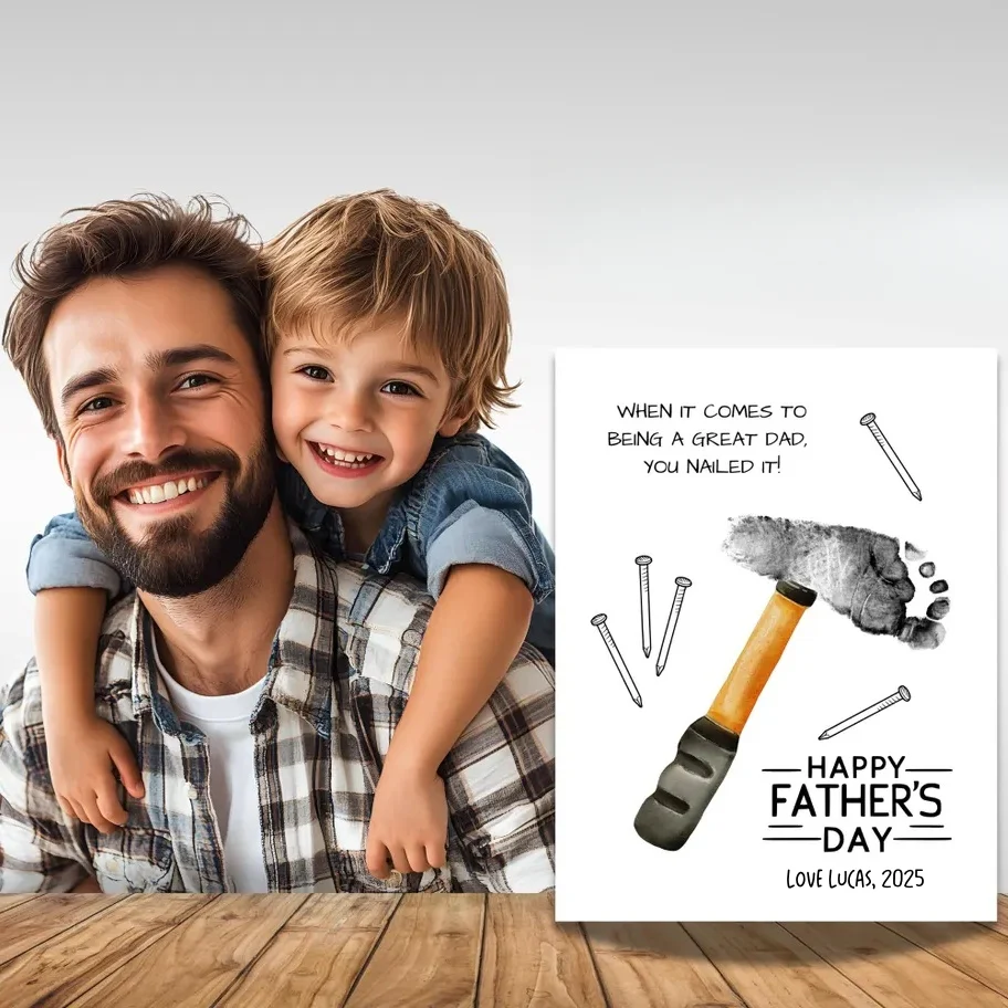 Nailed It! Father’s Day Handprint Art Gift Canvas Print (Unframed) - Image 4