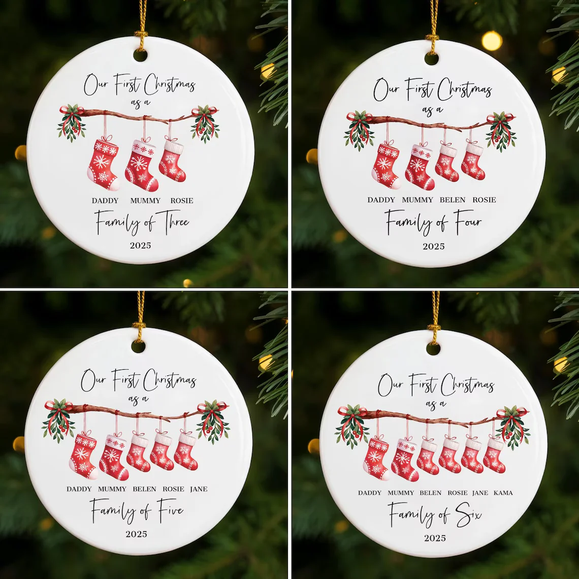 Personalized Family Christmas Ornament 2025 | Family of 3-6 - Image 5
