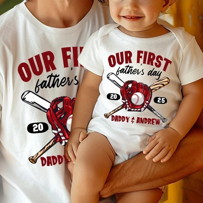Personalized First Father's Day Matching Dad & Baby Outfit Set - Image 3