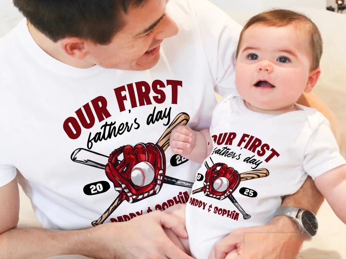 Personalized First Father's Day Matching Dad & Baby Outfit Set - Image 6