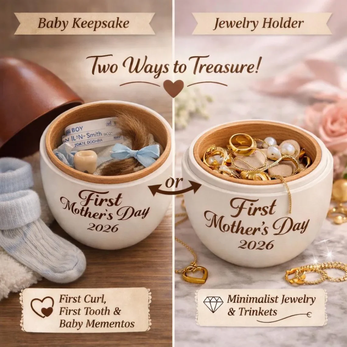First Mother’s Day Keepsake Box – Personalized Wooden Egg Keepsake Box - Image 6