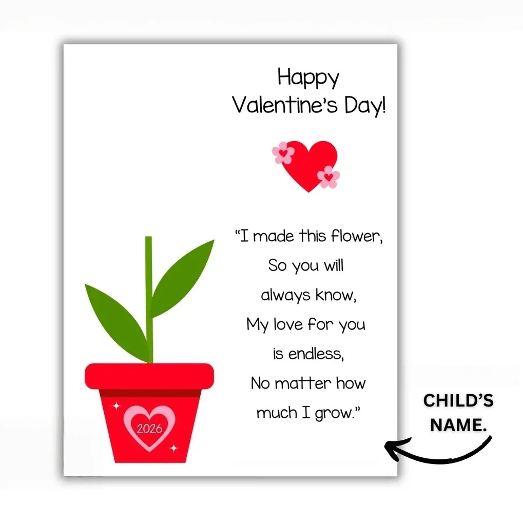 Wooden Valentine Handprint Keepsake – Kids Flower Poem Gift - Image 6