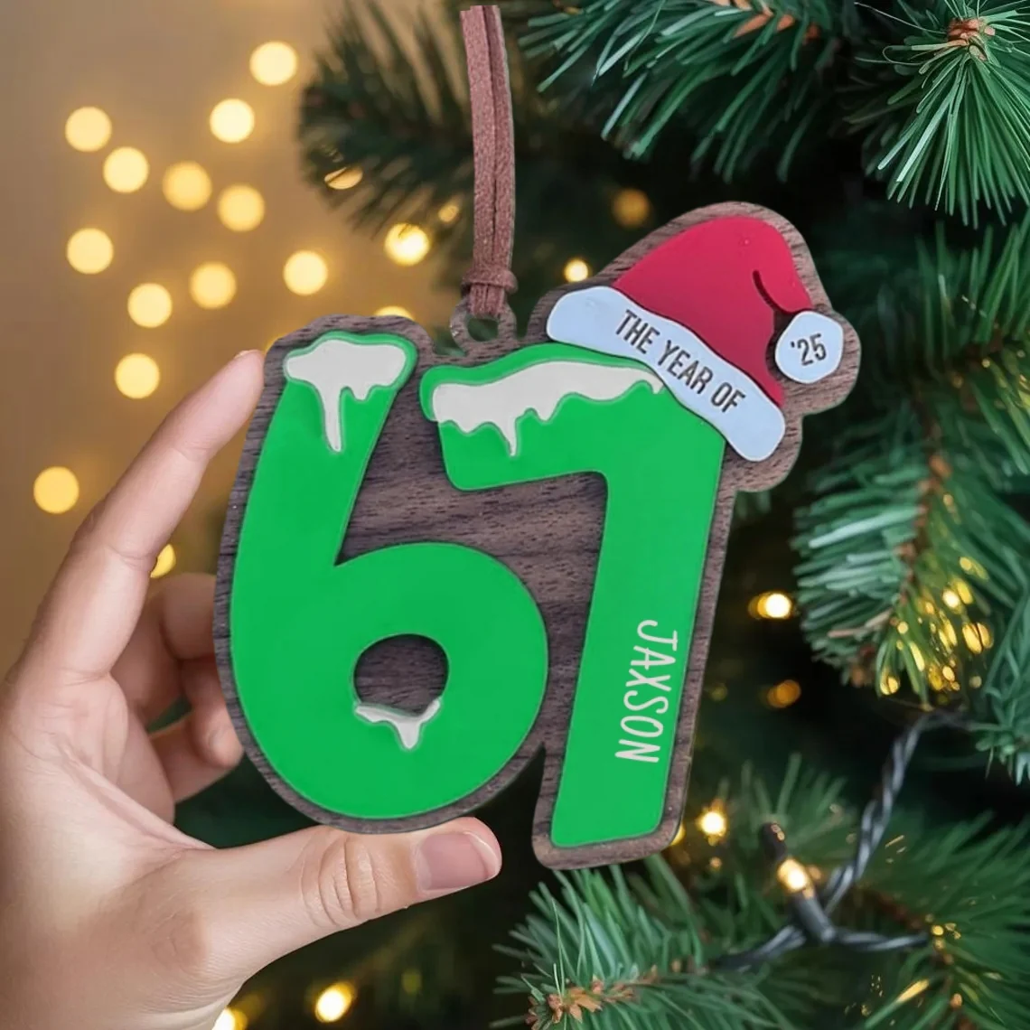 6/7 Frozen Snow Meme Ornament – Funny Wooden Christmas Decoration - Image 2
