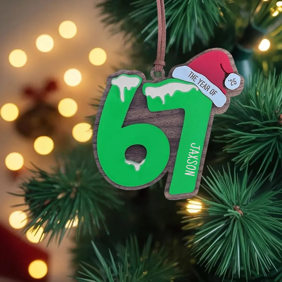 6/7 Frozen Snow Meme Ornament – Funny Wooden Christmas Decoration - Image 3