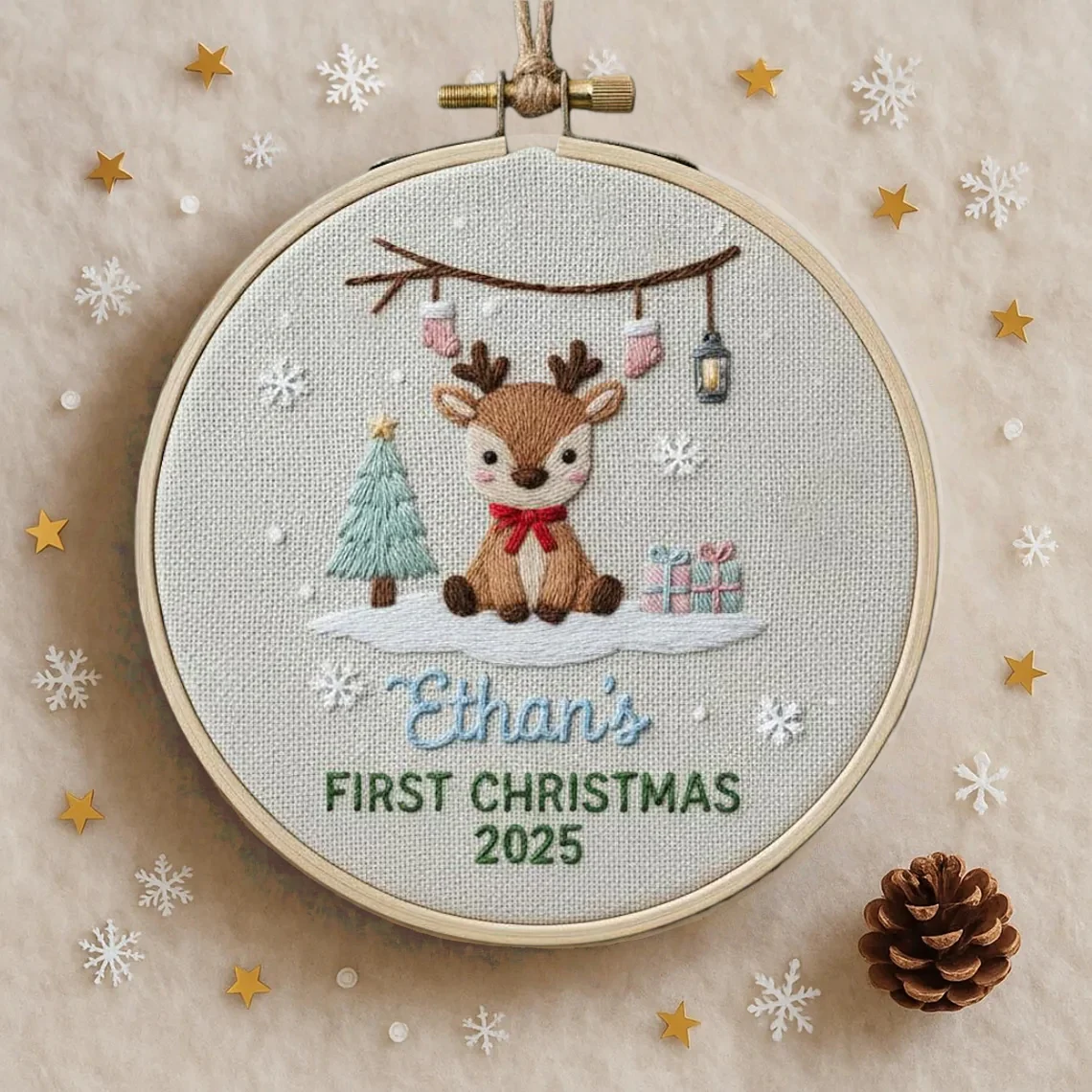 Goose Baby’s First Christmas Ornament – Hand Embroidered Personalized Gift - Image 2