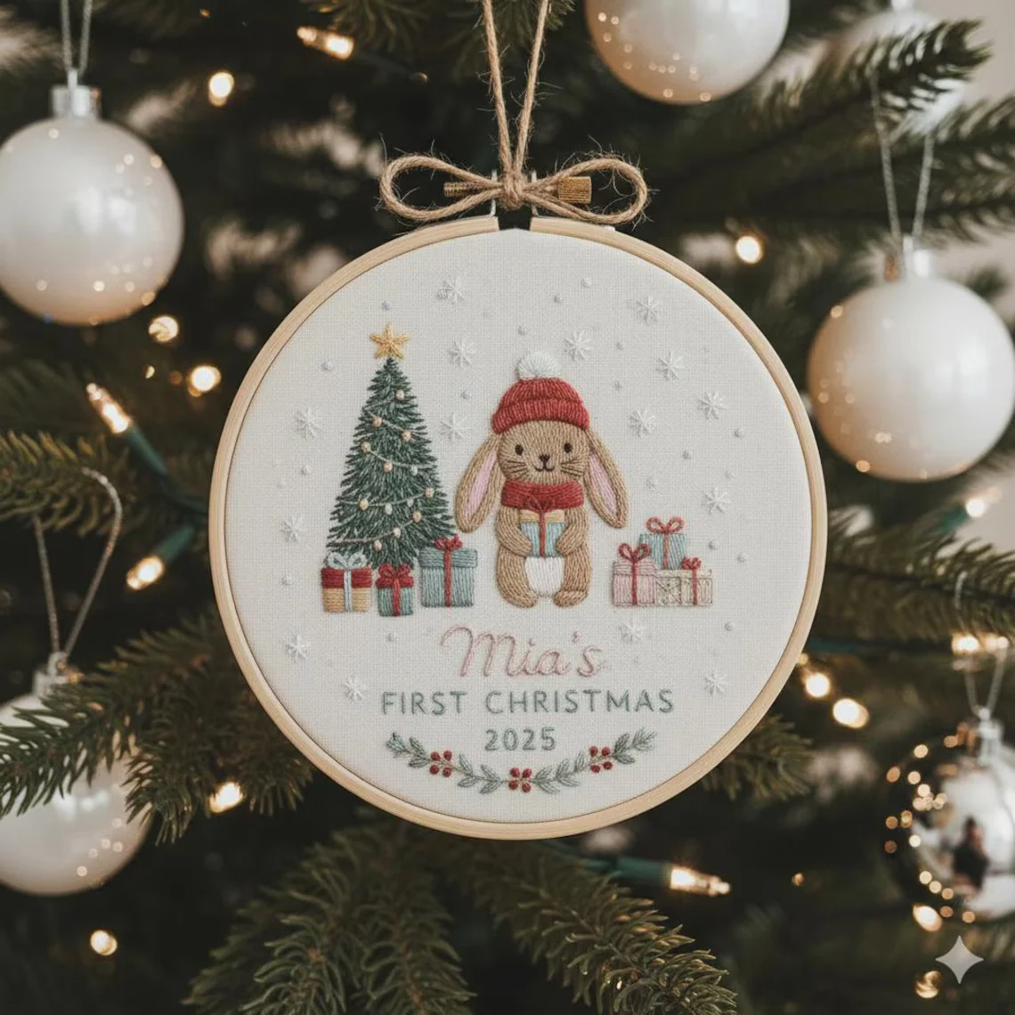 Goose Baby’s First Christmas Ornament – Hand Embroidered Personalized Gift - Image 3