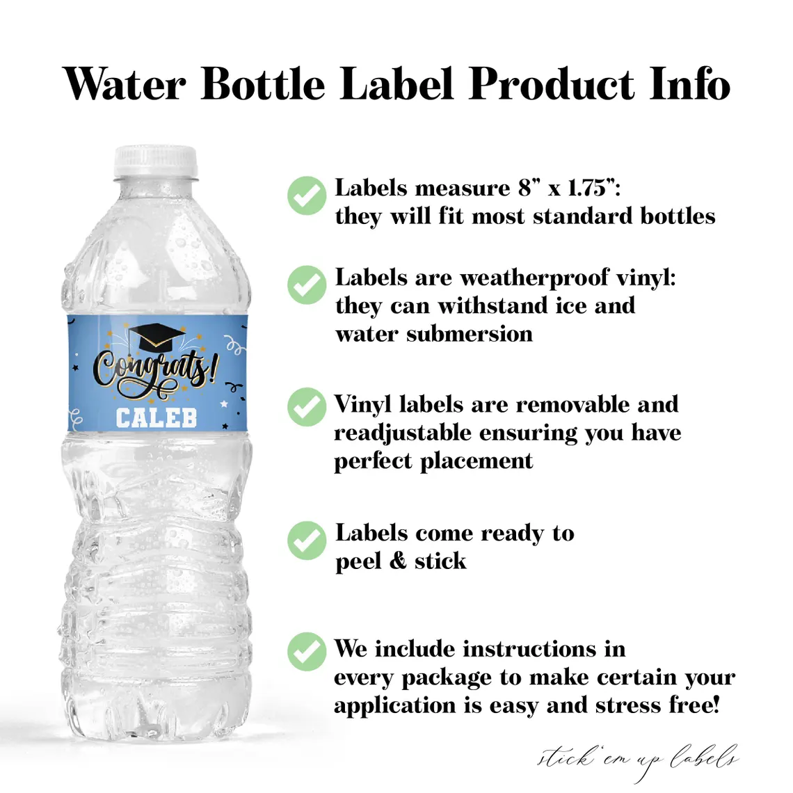 Graduation Water Bottle Labels – Custom Class of 2025 Grad Party Decor - Image 5