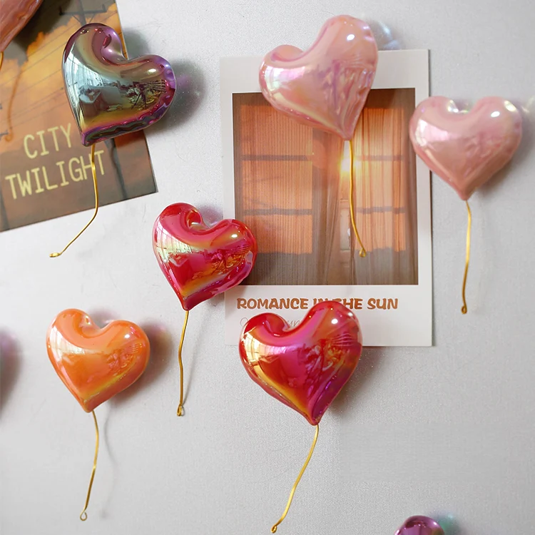Handmade Ceramic Heart Balloon Magnet – Colorful Home Decor, Unique Artisan Gift - Image 4