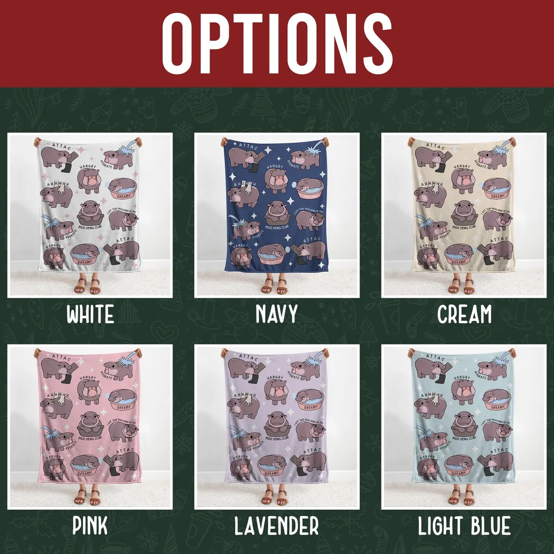 I Love Moo Deng Blanket, Funny Hippo Baby Blanket, Gift for Moo Deng Fan Club, Cute Baby Hippo Lover Gift - Image 7