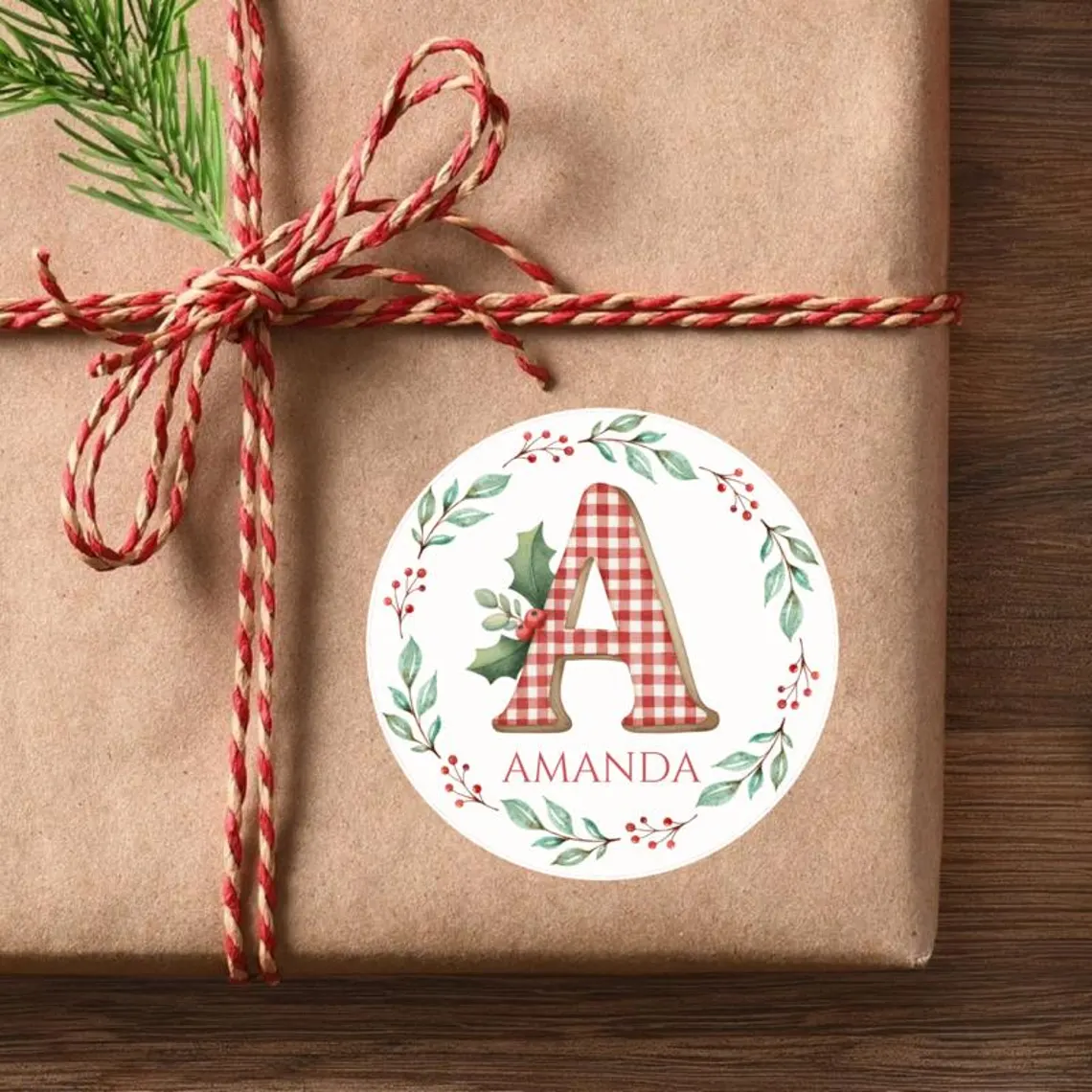 Personalized Kids Christmas Mistletoe Name Labels | Holiday Gift Stickers 2025