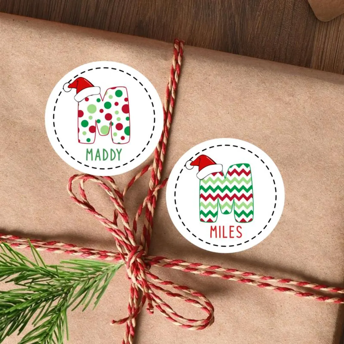Personalized Kids Christmas Mistletoe Name Labels | Holiday Gift Stickers 2025 - Image 2