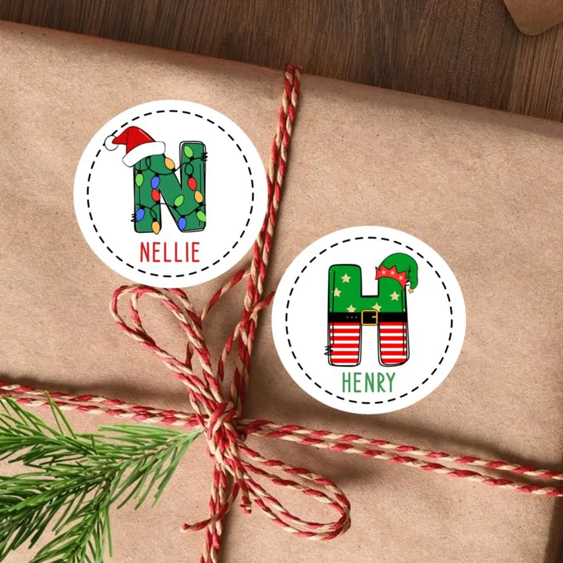 Personalized Kids Christmas Mistletoe Name Labels | Holiday Gift Stickers 2025 - Image 3