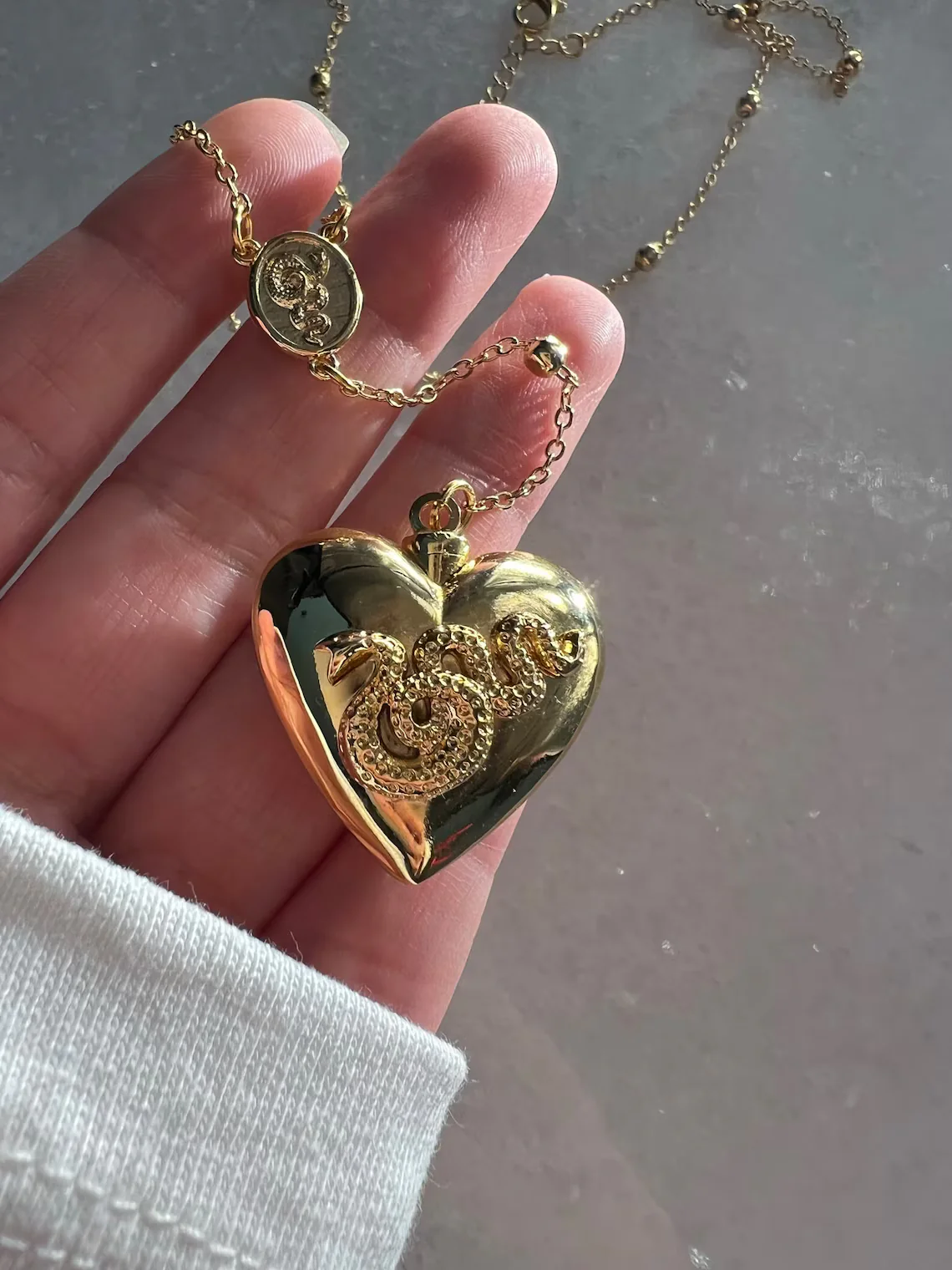 Heart-Shaped CZ Birthstone Heart Necklace – Custom Snake Pendant - Image 4