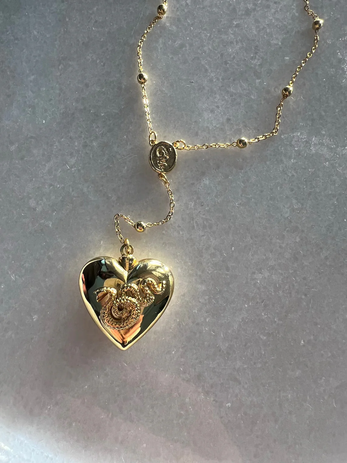 Heart-Shaped CZ Birthstone Heart Necklace – Custom Snake Pendant - Image 5