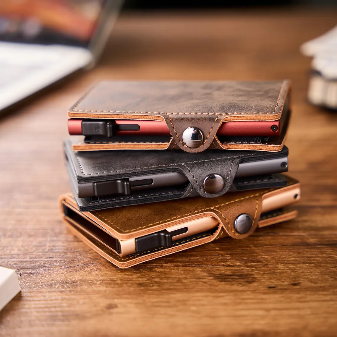 Leather Pop Up Wallet RFID | Personalized Mens Card Holder - Image 7