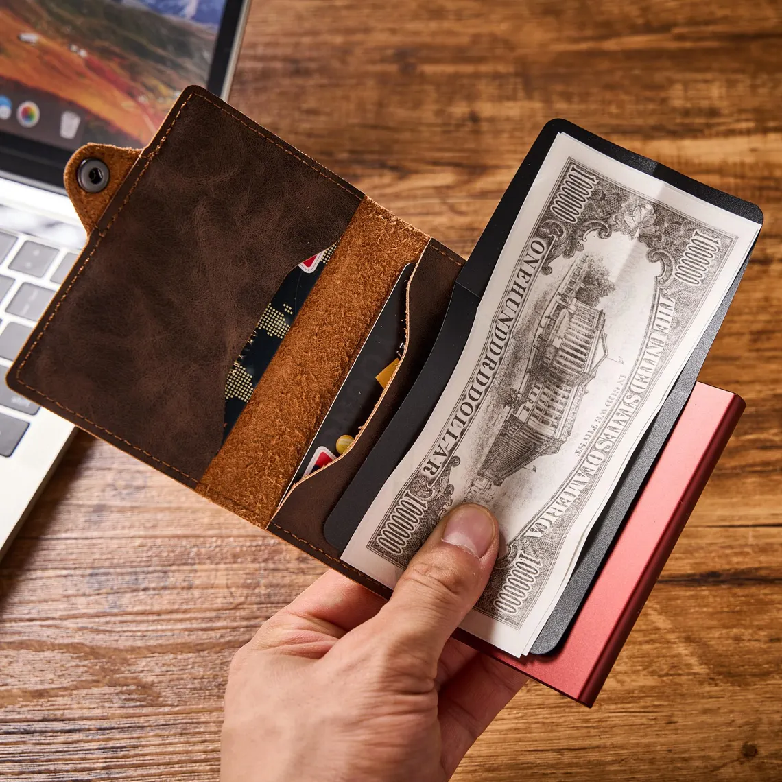 Leather Pop Up Wallet RFID | Personalized Mens Card Holder - Image 8