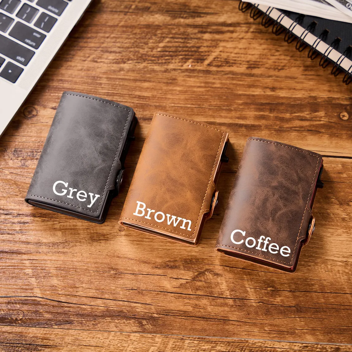 Leather Pop Up Wallet RFID | Personalized Mens Card Holder - Image 9